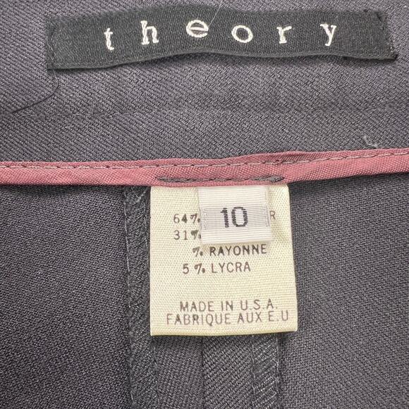 Theory Charcoal Gray Flat Front Pocketless Wide Leg Dress Pants Size 10 - Picture 4 of 9